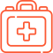 Orange emergency kit icon.