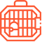 Orange pet cage icon.